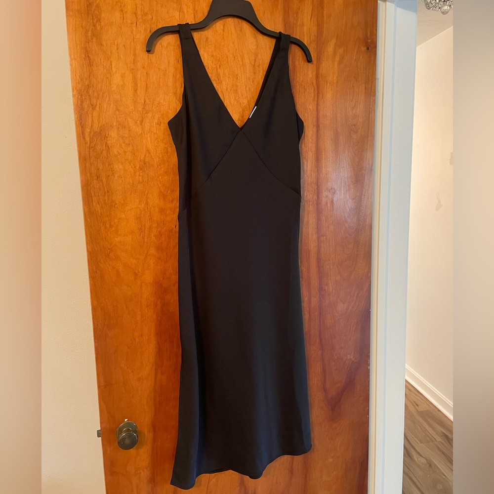 A New Day Black Sheath Midi Dress V-Neck Sleeveless
